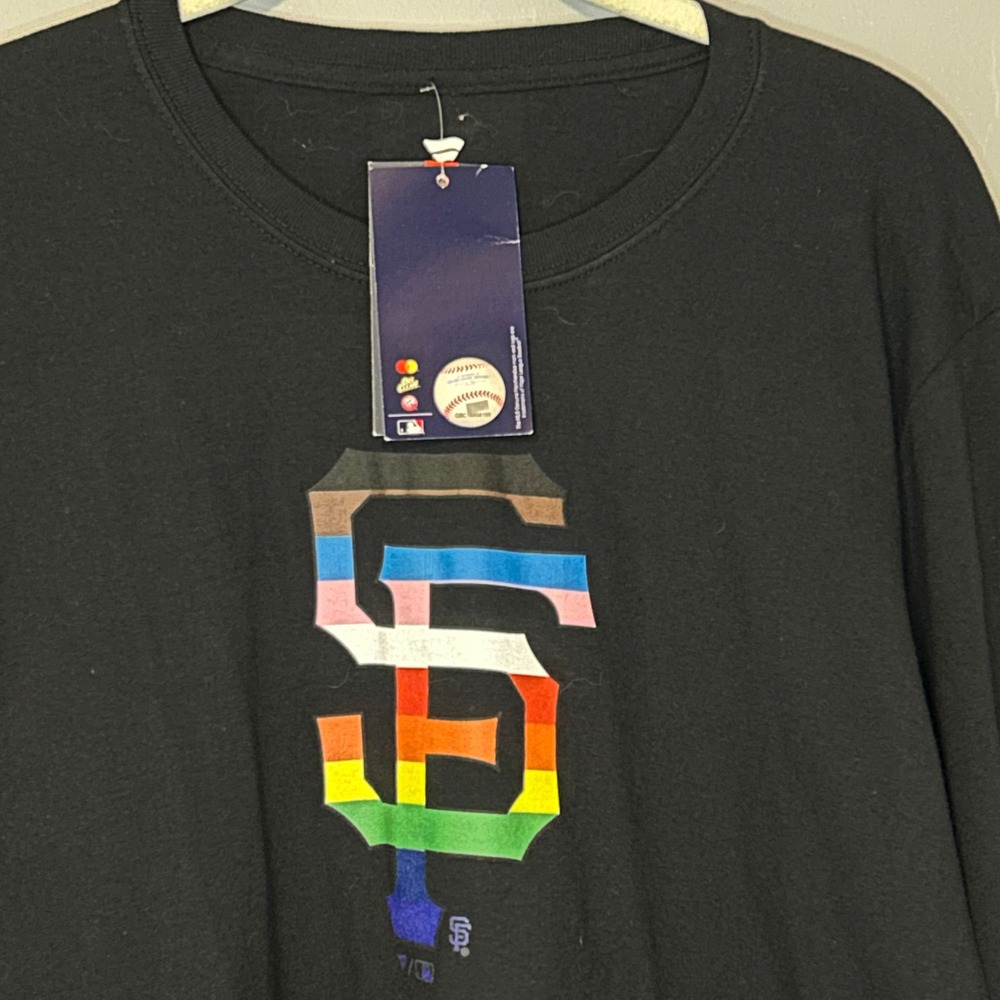 San Francisco Giants Baseball Pride Long Sleeve T-Shirt Black SF Logo Mens M NEW - Picture 2 of 11